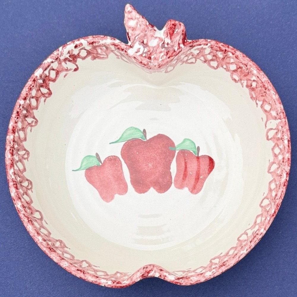 Vintage Neher 1996 Apple Torte Ceramic Baking Bowl‎ Hand Painted Recipe Dish